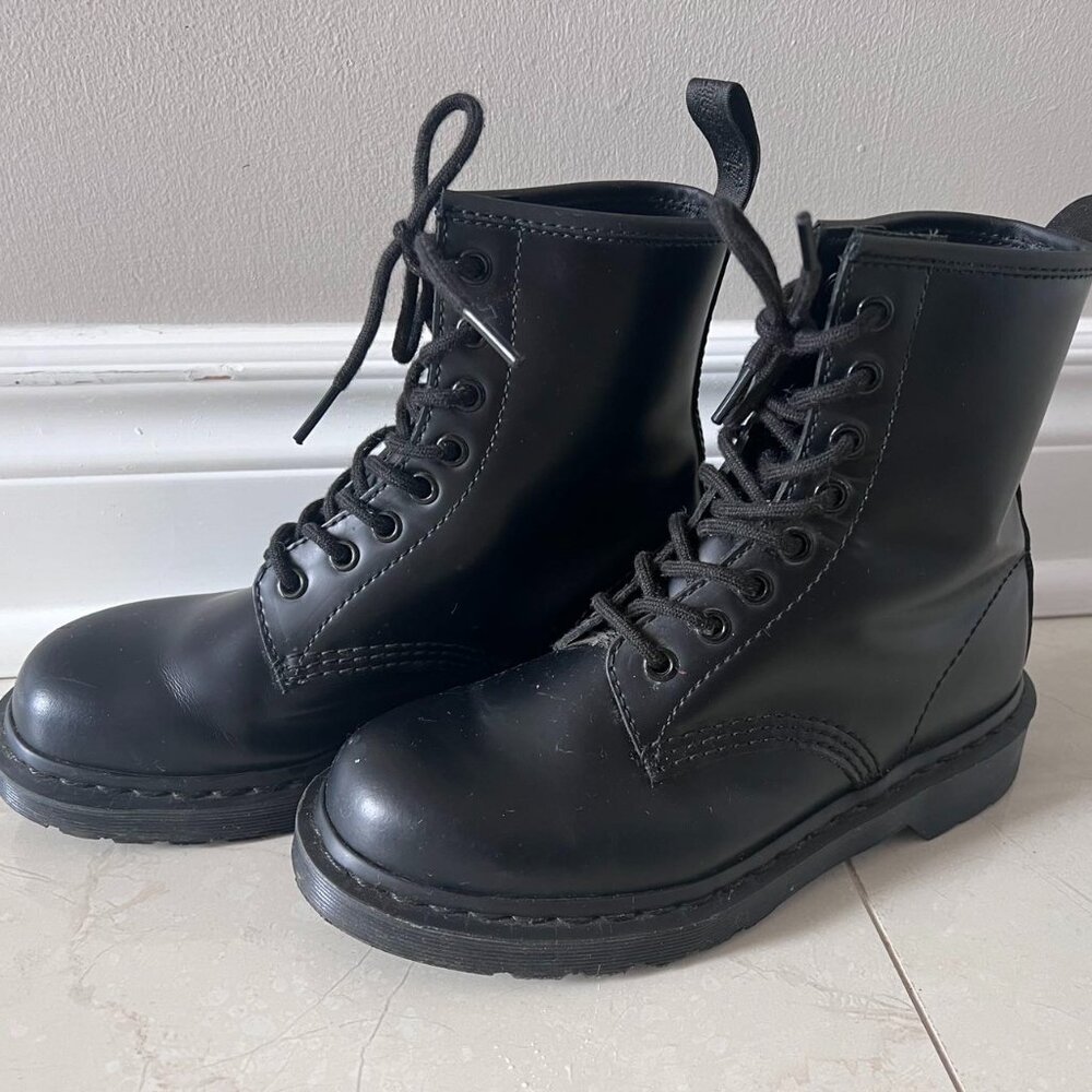 DR. MARTENS Black 1460 Mono Lace-Up Boots